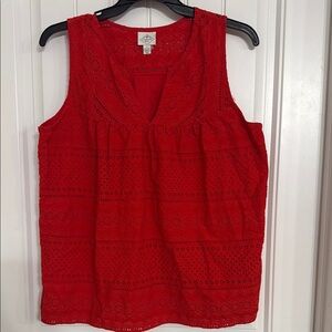 St. John's Bay Red Eyelet Tank Top